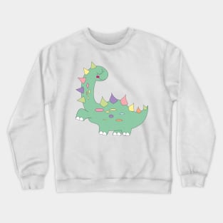 little green dinosaur with colorful dots Crewneck Sweatshirt